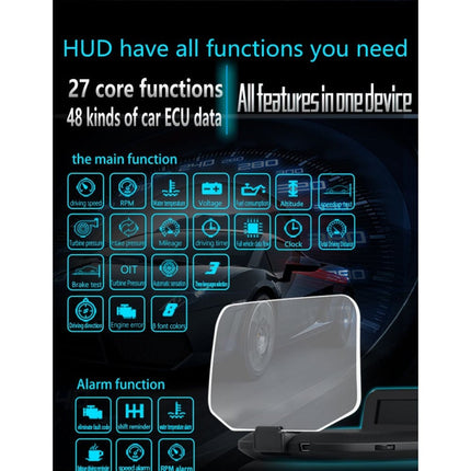 C1 OBD2 + GPS Mode Car HUD Head-up Display Compass / Speed / Water Temperature / Voltage Display / Speed / Fault Alarm / Navigation Function, C1 With Navigation Function
