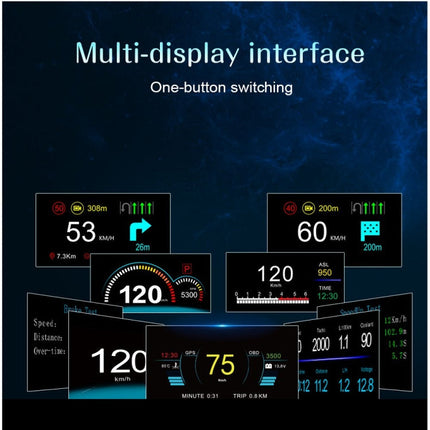 C1 OBD2 + GPS Mode Car HUD Head-up Display Compass / Speed / Water Temperature / Voltage Display / Speed / Fault Alarm / Navigation Function, C1 With Navigation Function