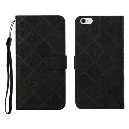 Ethnic Style Embossed Pattern Horizontal Flip Leather Case with Holder & Card Slots & Wallet & Lanyard, For iPhone 6, For iPhone 6 Plus, For iPhone 8 Plus / 7 Plus