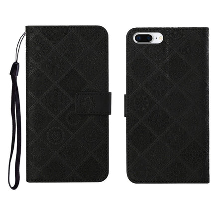 Ethnic Style Embossed Pattern Horizontal Flip Leather Case with Holder & Card Slots & Wallet & Lanyard, For iPhone 6, For iPhone 6 Plus, For iPhone 8 Plus / 7 Plus