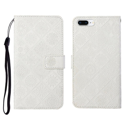Ethnic Style Embossed Pattern Horizontal Flip Leather Case with Holder & Card Slots & Wallet & Lanyard, For iPhone 6, For iPhone 6 Plus, For iPhone 8 Plus / 7 Plus