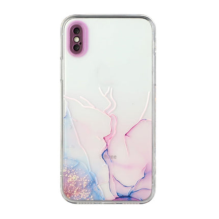 Hollow Marble Pattern TPU Straight Edge Fine Hole Protective Case, For iPhone XR, For iPhone XS Max