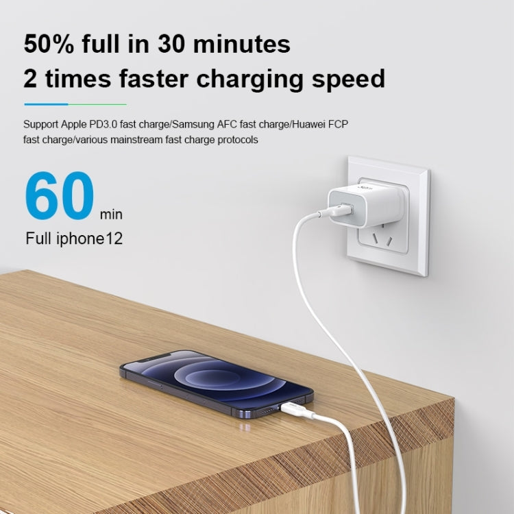 TOTUDESIGN Glory Series 20W Type-C / USB-C Fast Charging Travel Charger Power Adapter,, EU Plug, CN Plug, UK Plug