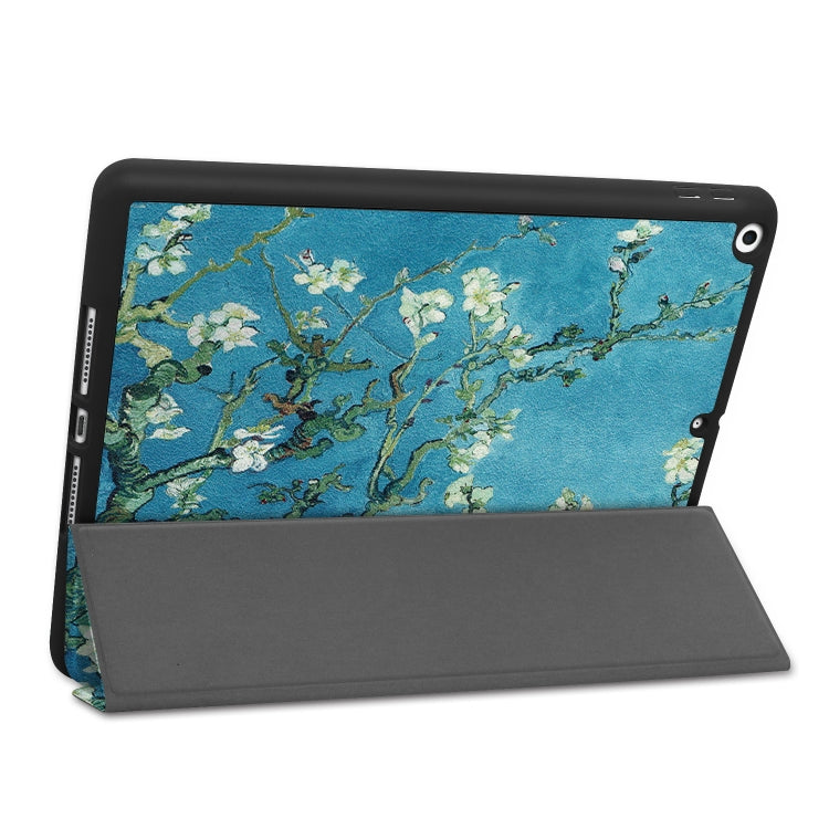 For iPad 10.2 Colored Drawing Horizontal Flip Leather Case with Three-folding Holder & Sleep / Wake-up Function, For iPad 10.2 TPU