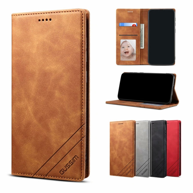 GUSSIM GS-001 Business Style Horizontal Flip Skin Feel PU Leather Case with Holder & Card Slots & Wallet & Photo Frame, For Samsung Galaxy M11, For Samsung Galaxy A21