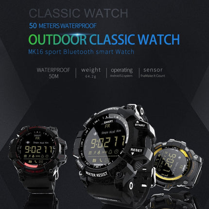 Lokmat MK16 LCD Screen 50m Waterproof Smart Watch, Support Information Reminder / Remote Camera / Walking Motion Monitor