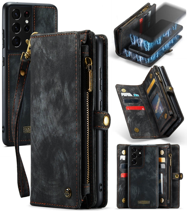 CaseMe Detachable Multifunctional Horizontal Flip Leather Case, with Card Slot & Holder & Zipper Wallet & Photo Frame, For Samsung Galaxy S21+ 5G, For Samsung Galaxy S21 5G, For Samsung Galaxy S21 Ultra 5G