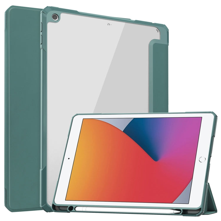 Transparent Acrylic + TPU Back Cover Horizontal Flip Leather Case with 3-folding Holder & Pen Holder & Sleep / Wake-up Function, For iPad 10.2 2021 / 2020 / 2019