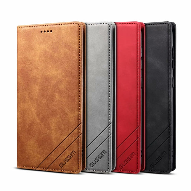 GUSSIM GS-001 Business Style Horizontal Flip Skin Feel PU Leather Case with Holder & Card Slots & Wallet & Photo Frame, For Samsung Galaxy A21
