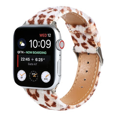 Horsehair Fluffy Leopard Print Leather Watch Strap, For Apple Watch Ultra 49mm / Series 8&7 45mm / SE 2&6&SE&5&4 44mm / 3&2&1 42mm, For Apple Watch Series 8&7 41mm / SE 2&6&SE&5&4 40mm / 3&2&1 38mm