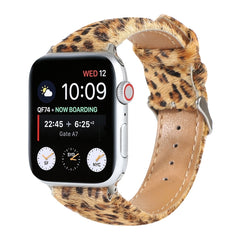 Horsehair Fluffy Leopard Print Leather Watch Strap, For Apple Watch Ultra 49mm / Series 8&7 45mm / SE 2&6&SE&5&4 44mm / 3&2&1 42mm, For Apple Watch Series 8&7 41mm / SE 2&6&SE&5&4 40mm / 3&2&1 38mm