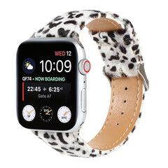 Horsehair Fluffy Leopard Print Leather Watch Strap, For Apple Watch Ultra 49mm / Series 8&7 45mm / SE 2&6&SE&5&4 44mm / 3&2&1 42mm, For Apple Watch Series 8&7 41mm / SE 2&6&SE&5&4 40mm / 3&2&1 38mm