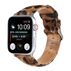 Horsehair Fluffy Leopard Print Leather Watch Strap, For Apple Watch Ultra 49mm / Series 8&7 45mm / SE 2&6&SE&5&4 44mm / 3&2&1 42mm, For Apple Watch Series 8&7 41mm / SE 2&6&SE&5&4 40mm / 3&2&1 38mm