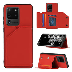Skin Feel PU + TPU + PC Back Cover Shockproof Case with Card Slots & Holder & Photo Frame, For Samsung Galaxy S20 Ultra
