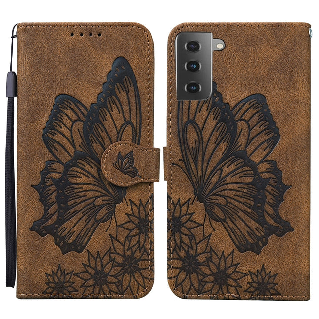 Retro Skin Feel Butterflies Embossing Horizontal Flip Leather Case with Holder & Card Slots & Wallet, For Samsung Galaxy S21+ 5G