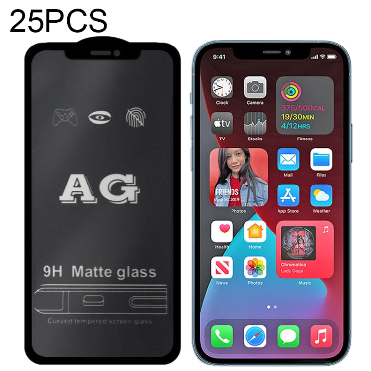 25 PCS AG Matte Frosted Full Cover Tempered Glass Film, For iPhone 12 mini, For iPhone 12 / 12 Pro, For iPhone 12 Pro Max