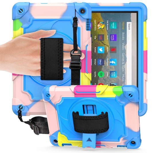 360 Degree Rotation Turntable Contrast Color Robot Shockproof Silicone + PC Protective Case with Holder