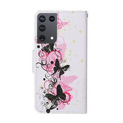 Colored Drawing Pattern Horizontal Flip Leather Case with Holder & Card Slots & Wallet & Lanyard, For Samsung Galaxy S21 Ultra 5G