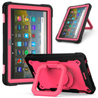 For Amazon Kindle Fire HD 8 (2020) / Black + Rose Red