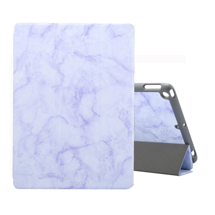 For iPad 10.2 inch Marble Texture Pattern Horizontal Flip Leather Case, with Three-folding Holder & Pen Slot & Sleep / Wake-up Function(Purple)