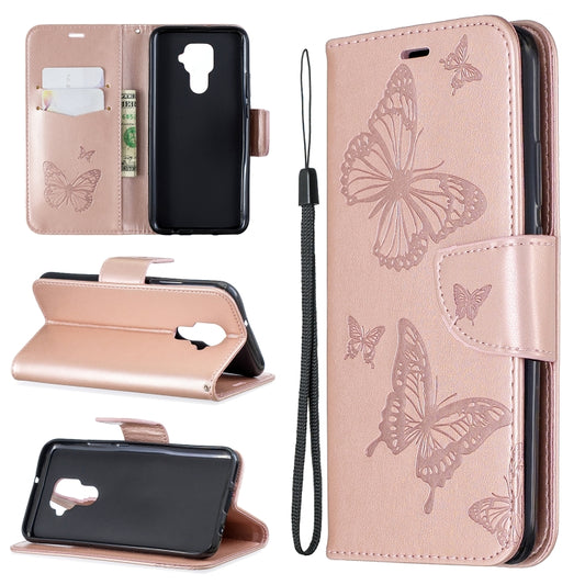 Two Butterflies Embossing Pattern Horizontal Flip Leather Case with Holder & Card Slot & Wallet & Lanyard, For Huawei Mate 30 Lite, For Huawei Mate 30 Pro, For Galaxy A10s, For Galaxy A20s, For Xiaomi Redmi Note 8