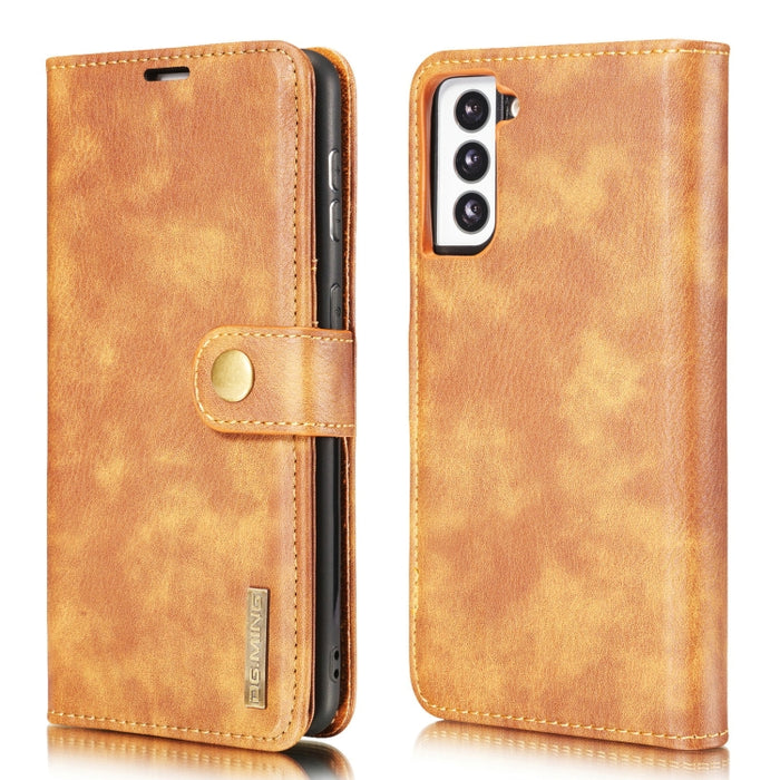 For Samsung Galaxy S21 5G DG.MING Crazy Horse Texture Flip Detachable Magnetic Leather Case with Holder & Card Slots & Wallet(Brown)