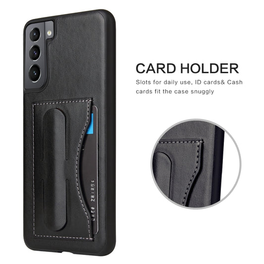 Fierre Shann Full Coverage Protective Leather Case with Holder & Card Slot, For Samsung Galaxy S21 5G, For Samsung Galaxy S21+ 5G, For Samsung Galaxy S21 Ultra 5G