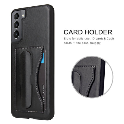 Fierre Shann Full Coverage Protective Leather Case with Holder & Card Slot, For Samsung Galaxy S21 5G, For Samsung Galaxy S21+ 5G, For Samsung Galaxy S21 Ultra 5G