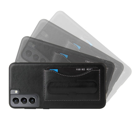 Fierre Shann Full Coverage Protective Leather Case with Holder & Card Slot, For Samsung Galaxy S21 5G, For Samsung Galaxy S21+ 5G, For Samsung Galaxy S21 Ultra 5G