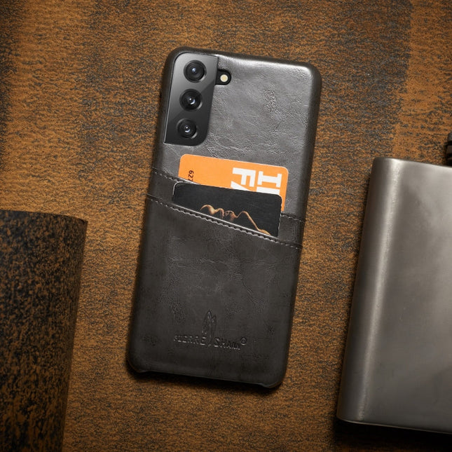 Fierre Shann Oil Wax Texture Leather Back Cover Case, For Samsung Galaxy S21 5G, For Samsung Galaxy S21+ 5G, For Samsung Galaxy S21 Ultra 5G