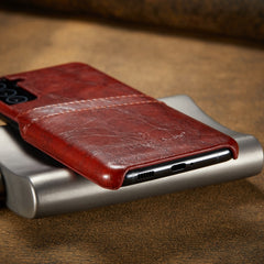 Fierre Shann Oil Wax Texture Leather Back Cover Case, For Samsung Galaxy S21 5G, For Samsung Galaxy S21+ 5G, For Samsung Galaxy S21 Ultra 5G