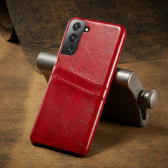 Fierre Shann Oil Wax Texture Leather Back Cover Case, For Samsung Galaxy S21 5G, For Samsung Galaxy S21+ 5G, For Samsung Galaxy S21 Ultra 5G