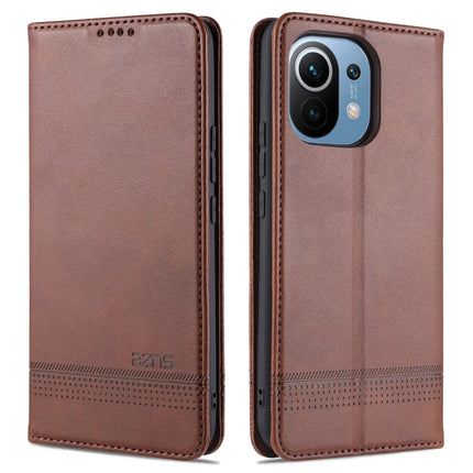 AZNS Magnetic Calf Texture Horizontal Flip Leather Case with Card Slots & Holder & Wallet, For Xiaomi Mi 11