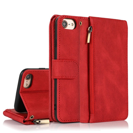Skin-feel Crazy Horse Texture Zipper Wallet Bag Horizontal Flip Leather Case with Holder & Card Slots & Wallet & Lanyard, For iPhone 6, For iPhone 6 Plus, For iPhone SE 2022 / SE 2020 / 8 / 7, For iPhone 8 Plus / 7 Plus