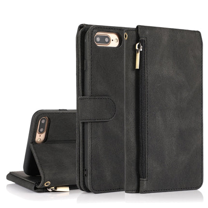 Skin-feel Crazy Horse Texture Zipper Wallet Bag Horizontal Flip Leather Case with Holder & Card Slots & Wallet & Lanyard, For iPhone 6, For iPhone 6 Plus, For iPhone SE 2022 / SE 2020 / 8 / 7, For iPhone 8 Plus / 7 Plus