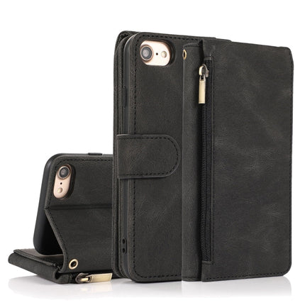 Skin-feel Crazy Horse Texture Zipper Wallet Bag Horizontal Flip Leather Case with Holder & Card Slots & Wallet & Lanyard, For iPhone 6, For iPhone 6 Plus, For iPhone SE 2022 / SE 2020 / 8 / 7, For iPhone 8 Plus / 7 Plus
