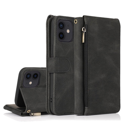 Skin-feel Crazy Horse Texture Zipper Wallet Bag Horizontal Flip Leather Case with Holder & Card Slots & Wallet & Lanyard, For iPhone 12 Pro Max