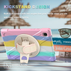 Shockproof Colorful Silicone + PC Protective Case with Holder & Shoulder Strap & Hand Strap, For Samsung Galaxy Tab A7 10.4(2020) T500 / T505, For Samsung Galaxy Tab A 8.0 (2019) T290 / T295