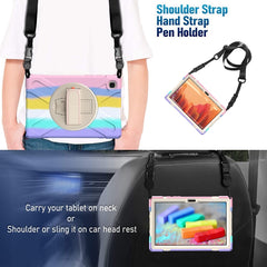Shockproof Colorful Silicone + PC Protective Case with Holder & Shoulder Strap & Hand Strap, For Samsung Galaxy Tab A7 10.4(2020) T500 / T505, For Samsung Galaxy Tab A 8.0 (2019) T290 / T295
