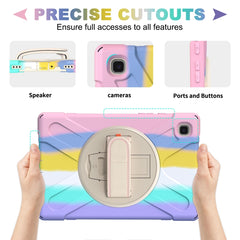 Shockproof Colorful Silicone + PC Protective Case with Holder & Shoulder Strap & Hand Strap, For Samsung Galaxy Tab A7 10.4(2020) T500 / T505, For Samsung Galaxy Tab A 8.0 (2019) T290 / T295
