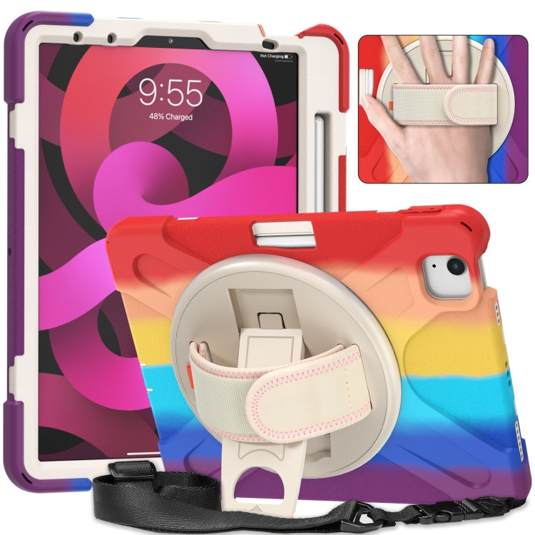 Shockproof Colorful Silicone + PC Protective Case with Holder & Shoulder Strap & Hand Strap, For iPad Mini (2019), For iPad 10.2 (2020), For iPad Air 2022 / 2020 10.9, For iPad 9.7 (2018)