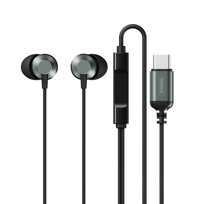 REMAX RM-512a USB-C / Type-C Metal  In-ear Wired Earphone, Support Music & Call, Not For Samsung Phones(Black)