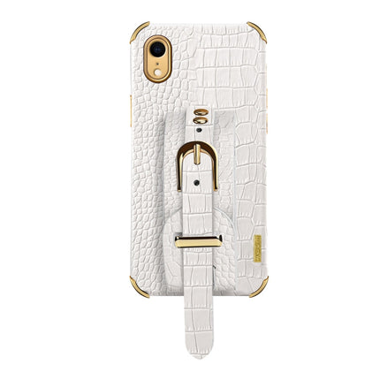 Electroplated TPU Crocodile Pattern Leather Case with Wrist Strap, For iPhone XR, For iPhone XS Max, For iPhone 11, For iPhone 11 Pro