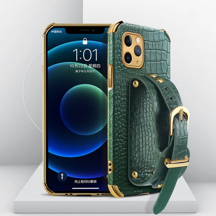 Electroplated TPU Crocodile Pattern Leather Case with Wrist Strap, For iPhone 11 Pro Max, For iPhone 12 mini, For iPhone 12, For iPhone 12 Pro