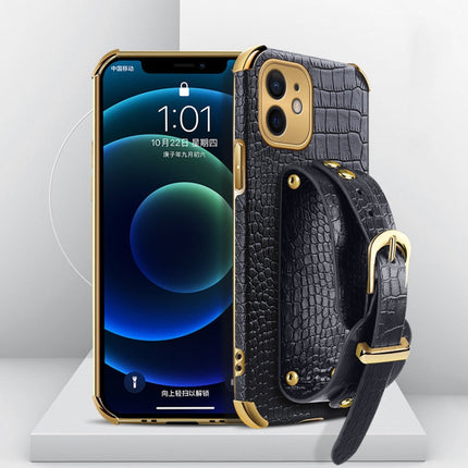 Electroplated TPU Crocodile Pattern Leather Case with Wrist Strap, For iPhone 11 Pro Max, For iPhone 12 mini, For iPhone 12, For iPhone 12 Pro