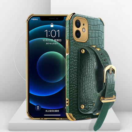 Electroplated TPU Crocodile Pattern Leather Case with Wrist Strap, For iPhone 11 Pro Max, For iPhone 12 mini, For iPhone 12, For iPhone 12 Pro