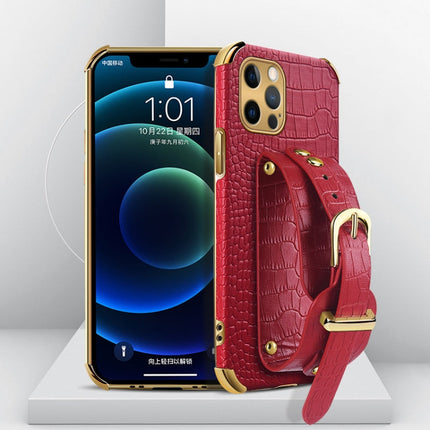 Electroplated TPU Crocodile Pattern Leather Case with Wrist Strap, For iPhone 11 Pro Max, For iPhone 12 mini, For iPhone 12, For iPhone 12 Pro