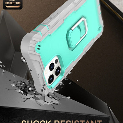 PC + Rubber 3-layers Shockproof Protective Case with Rotating Holder, For iPhone 12 Pro Max