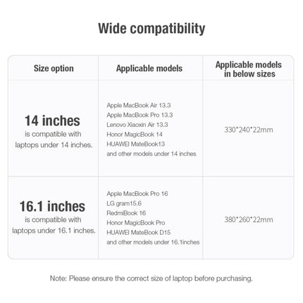 NILLKIN Commuter Multifunctional Laptop Sleeve, For 14.0 inch and Below, For 16.0 inch and Below