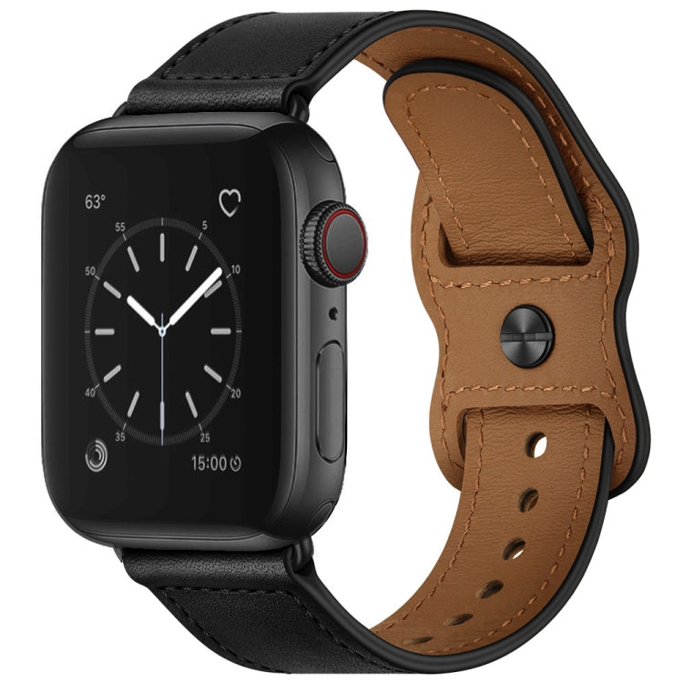 Double Hole Leather Watchband For Apple Watch Series 6 & SE &, 5 & 4 44mm / 3 & 2 & 1 42mm, 5 & 4 40mm / 3 & 2 & 1 38mm